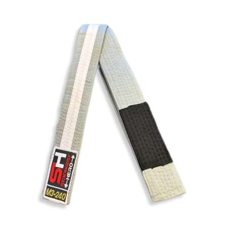 Cinturones BJJ infantil gris/blanco Strongest Hero