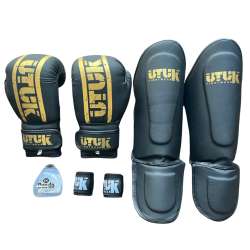 Pacchetto di attrezzatura per bambini Muay Thai - Nero Oro Top