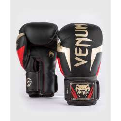 Guantes boxeo Venum  elite negro dorado rojo