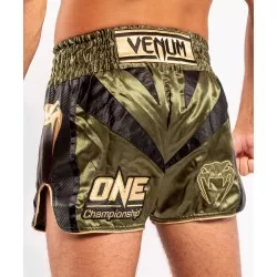 Shorts Venum Muay Thai X One FC Khaki/Oro (2)