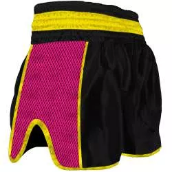 Short muay thai Buddha retro premium (negro/rosa) 1