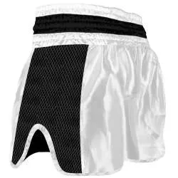 Pantalón muay thai Buddha retro premium (blanco/negro) 1