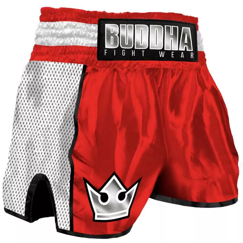 Pantaloni Buddha kick boxing premium retro (rosso/bianco)