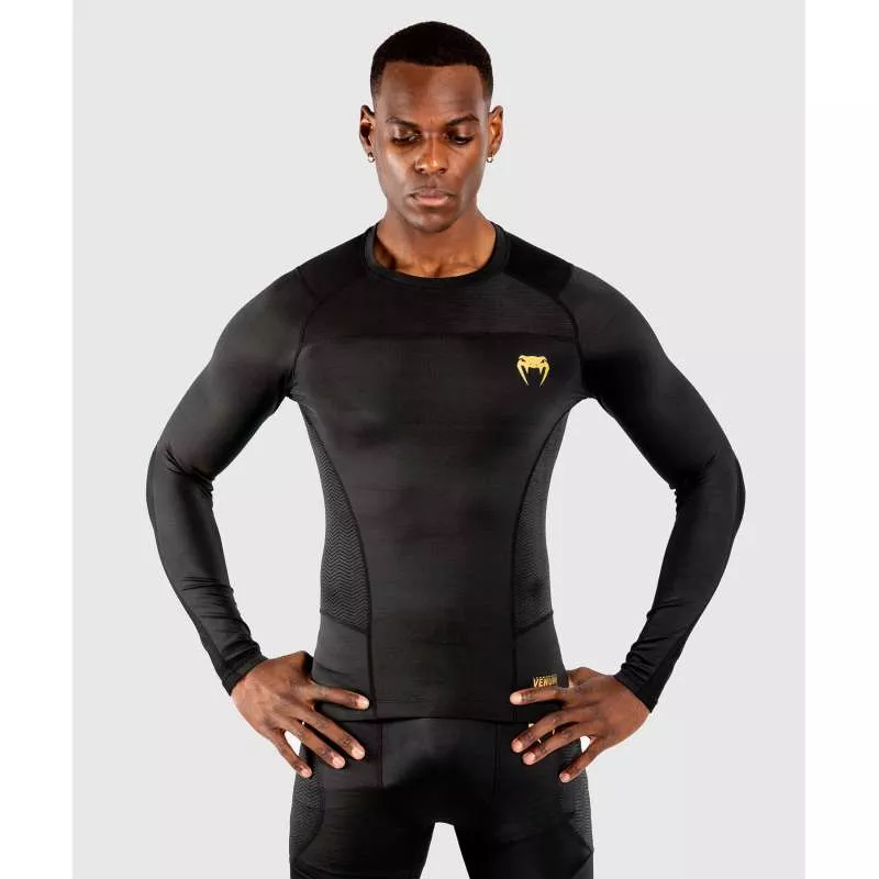 Venum maniche lunghe in lycra g-fit (nero/oro)