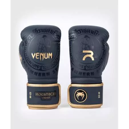 Luvas muay thai Venum Rajadamnern (azul marinho/ouro)