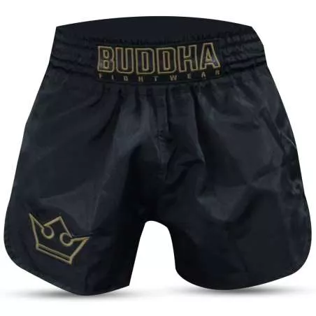 Nero corto muay thai Buddha vecchia scuola