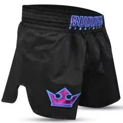 Calções muay thai Buddha old school (preto/roxo)(1)