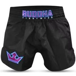 Pantaloncini Buddha muay thai vecchia scuola (nero/viola)