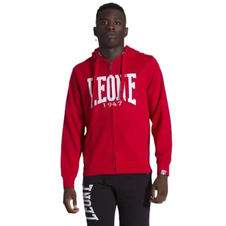 Sudadera cremallera Leone gran logo (rojo)